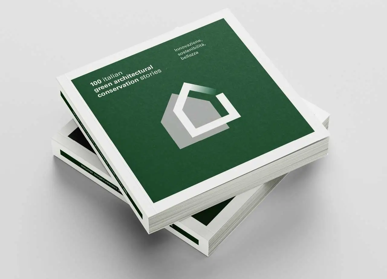 Restauro sostenibile: 100 esempi italiani tra innovazione, efficienza energetica e tutela del patrimonio mockup formato social Restauro Green Copertine
