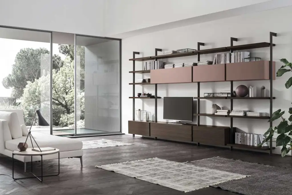 Open space living rooms: how to define functional areas with double-sided bookcases 2 Open space living rooms: how to define functional areas with double-sided bookcases 2