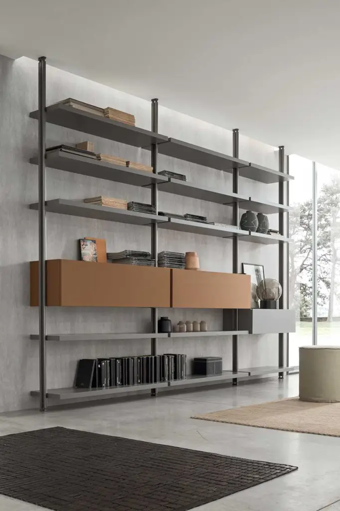 Open space living rooms: how to define functional areas with double-sided bookcases 3 Open space living rooms: how to define functional areas with double-sided bookcases 4
