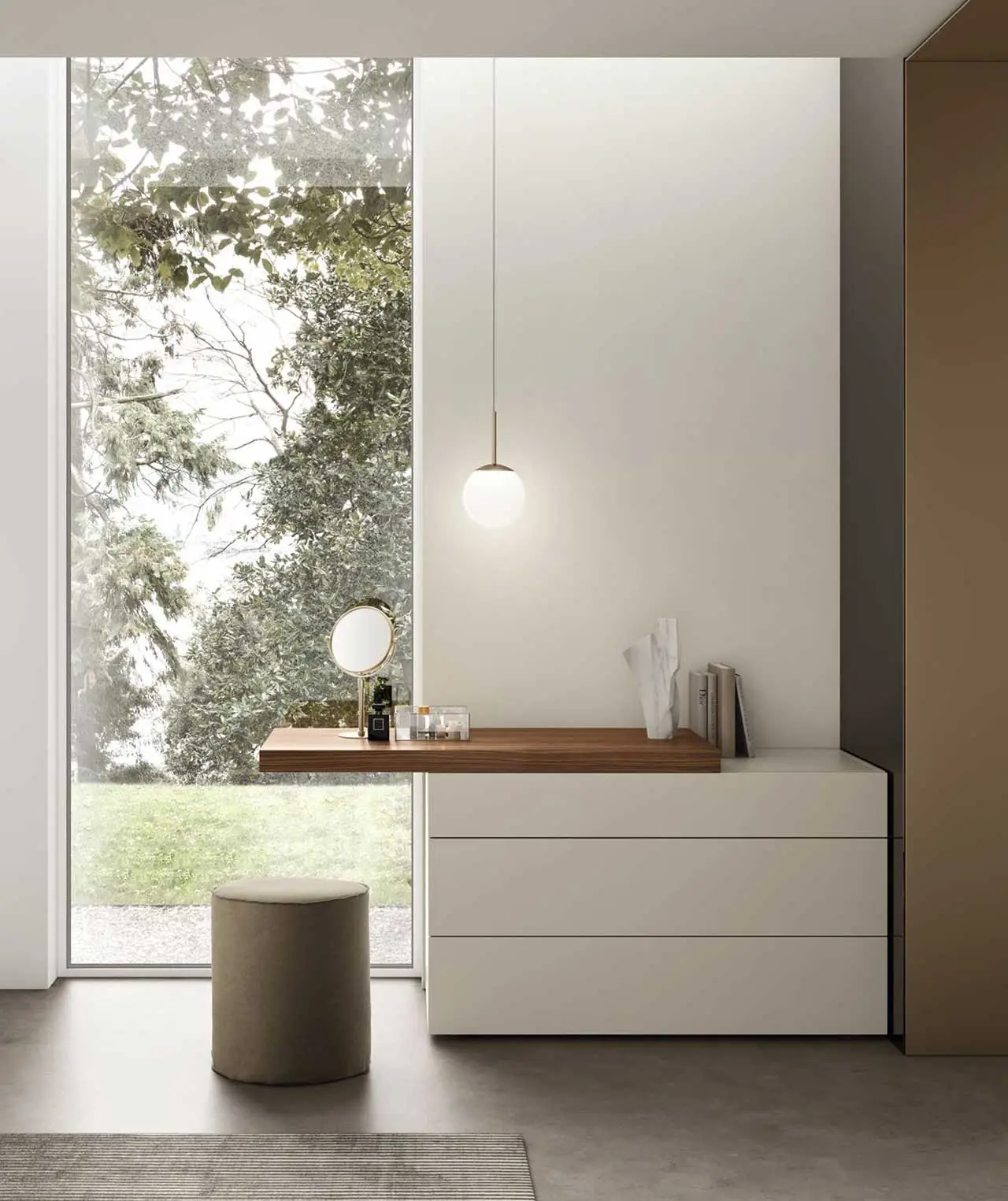 Multifunctional sleeping area: how to integrate bed, home office and SETA vanity corner